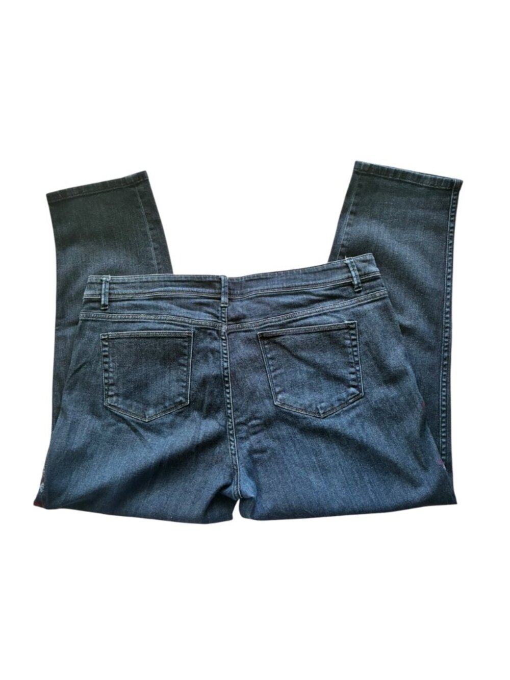 J Jill Denim Authentic Fit Slim Ankle Jeans Floral Embroidered Size 14 Blue - Picture 2 of 14